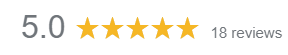5.0 star rating with five gold stars and 18 reviews